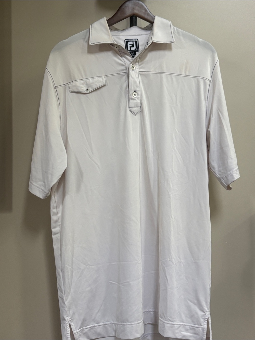 FootJoy Men’s Cream Golf Polo with Contrast Stitching
